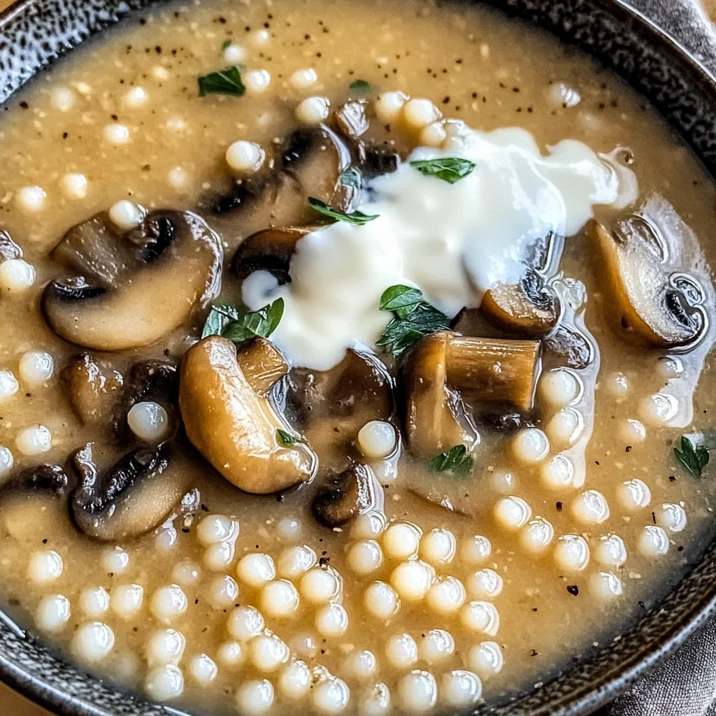 Creamy Mushroom & Pearl Couscous Soup