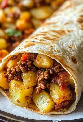 Breakfast Burrito with Potatoes and Chorizo