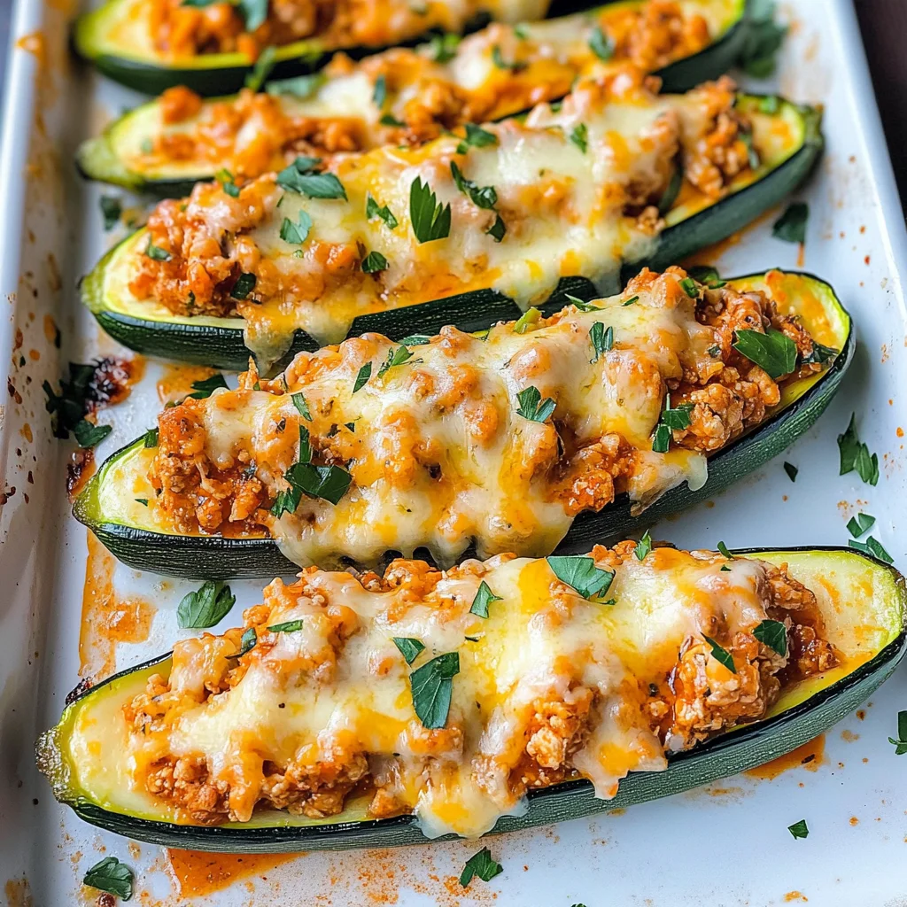 Buffalo Chicken Zucchini Boats