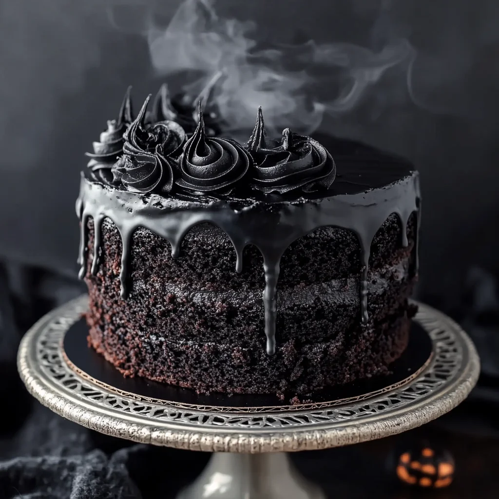 Delicious Black Velvet Halloween Cake