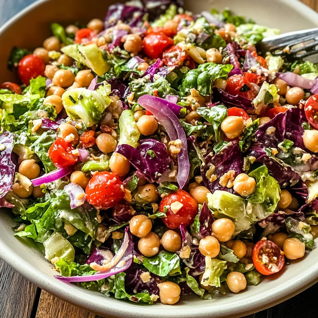 Delicious Pizza Night Salad Recipe with Chickpeas and Veggies