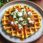 Egg Waffles with Romesco and Goat Cheese