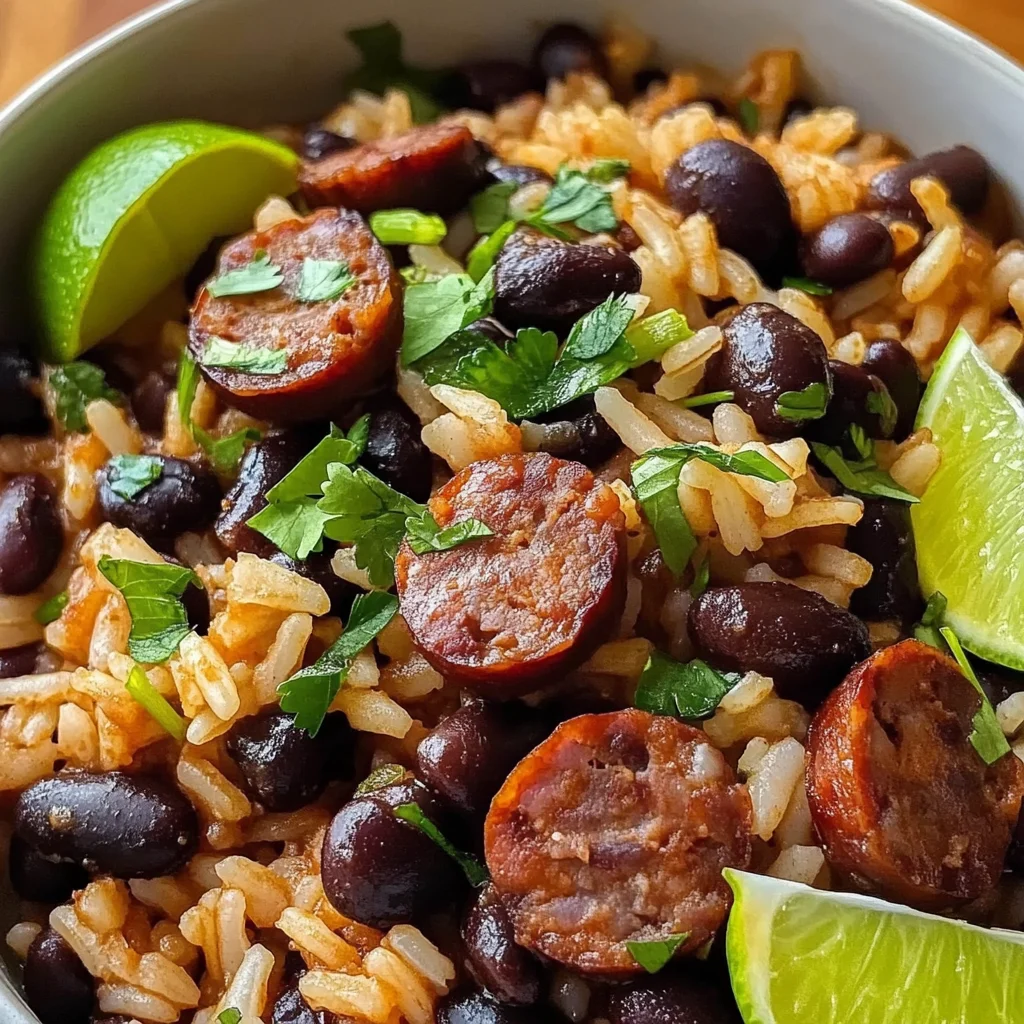 Hearty Black Beans and Rice with Sausage
