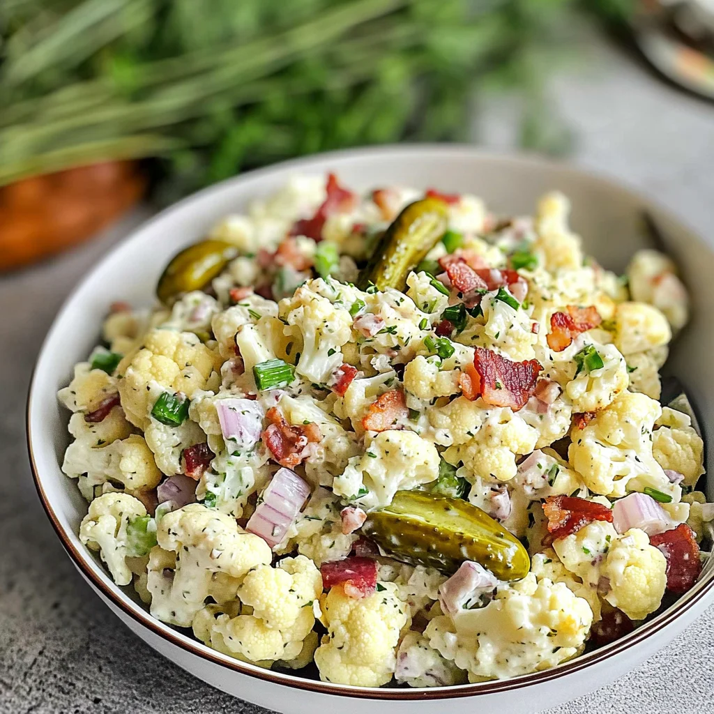 Keto Dill Pickle Ranch Cauliflower Salad