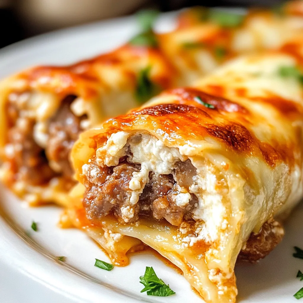 Keto Sausage Lasagna Roll Ups