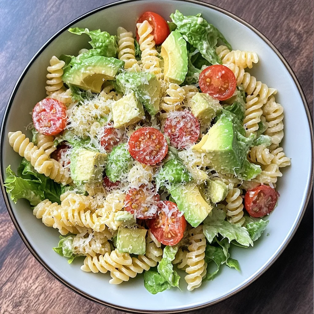 Pasta & Avocado Caesar Salad (Easy Vegetarian Dinner Recipe)