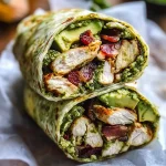 Pesto Chicken and Avocado Bacon Salad Wraps