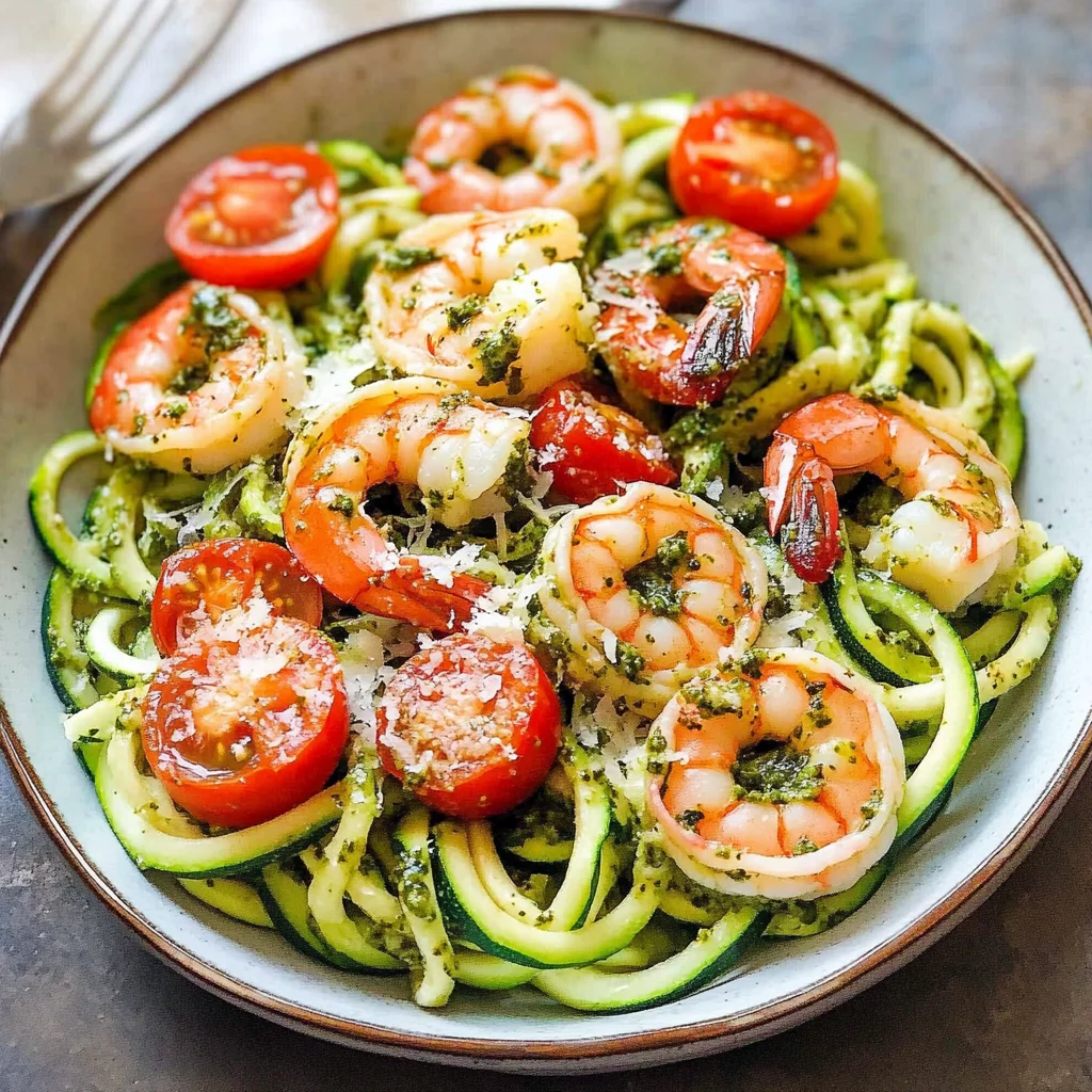 Pesto Shrimp Zoodles