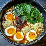Savory Dumpling Ramen Bowl With Soft-Boiled Eggs Recipe