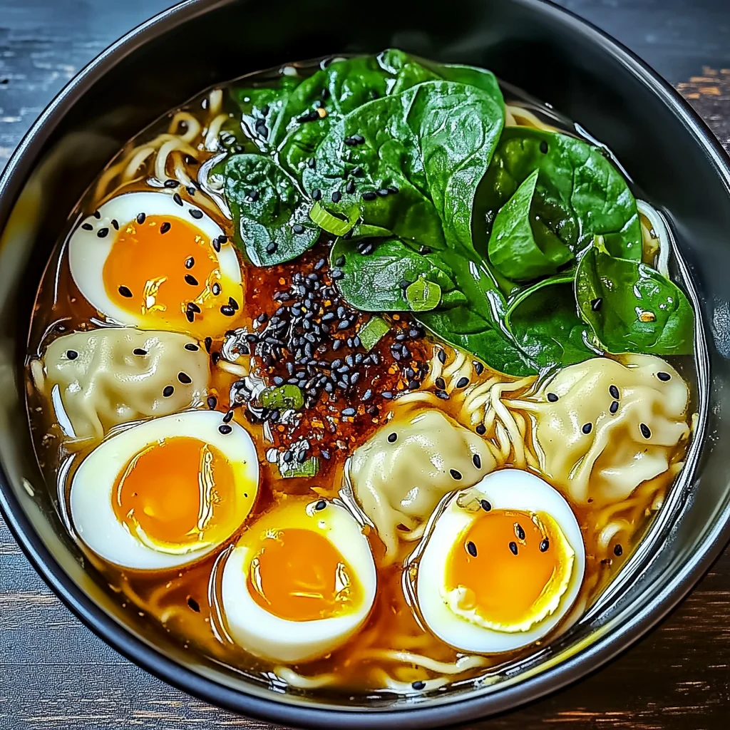 Savory Dumpling Ramen Bowl With Soft-Boiled Eggs Recipe