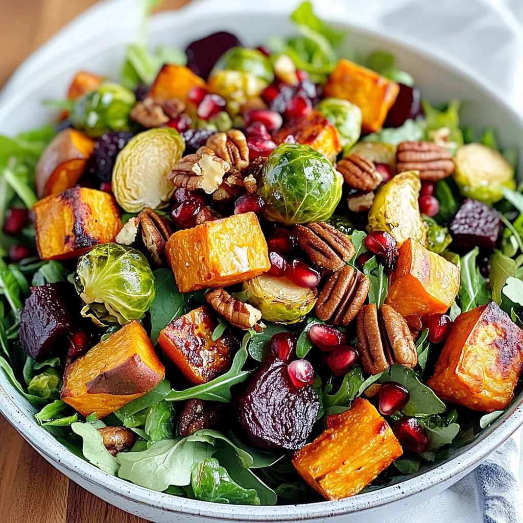 Warm Roasted Veggie Salad with Maple Dijon Vinaigrette
