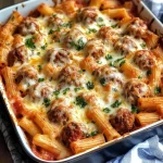 Cheesy Meatball Pasta Bake