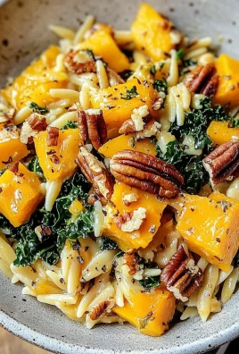 Delicious Butternut Squash Orzo with Creamy Kale and Pecans