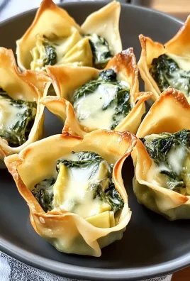 Delicious Spinach & Artichoke Wonton Cups