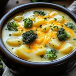 Easy Crockpot Potato Broccoli Cheddar Soup