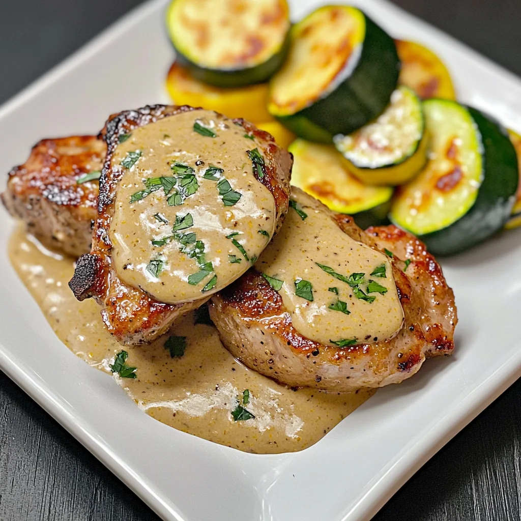 KETO PORK CHOPS IN MUSTARD CREAM SAUCE
