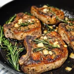 Keto Garlic Rosemary Pan Seared Pork Chops