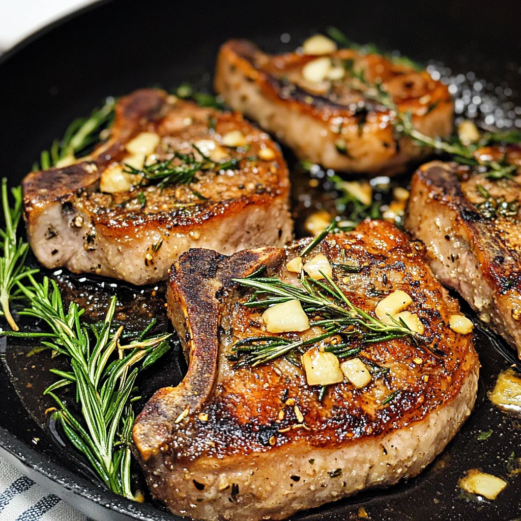 Keto Garlic Rosemary Pan Seared Pork Chops