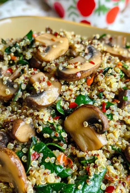 Warm Mushroom Spinach Quinoa Salad