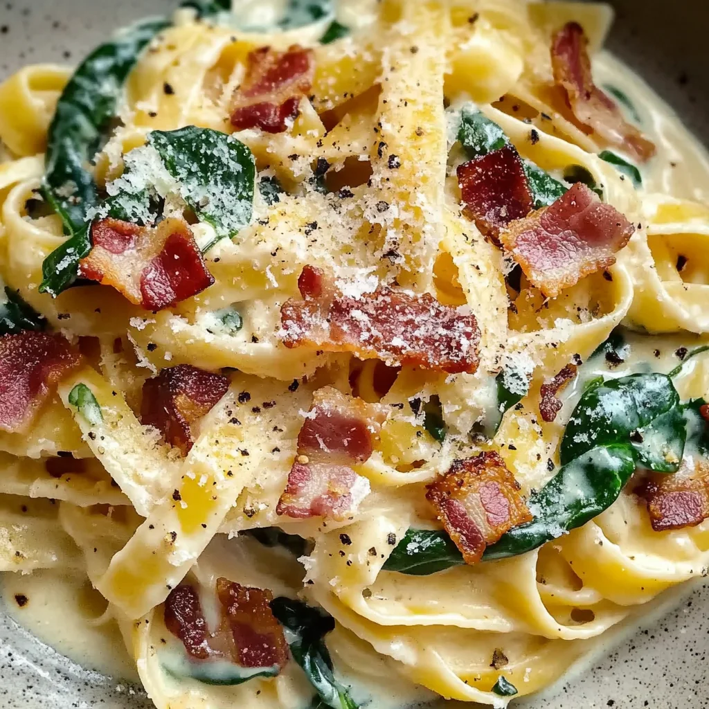 20-Minute Bacon and Spinach Pasta (Quick and Creamy)