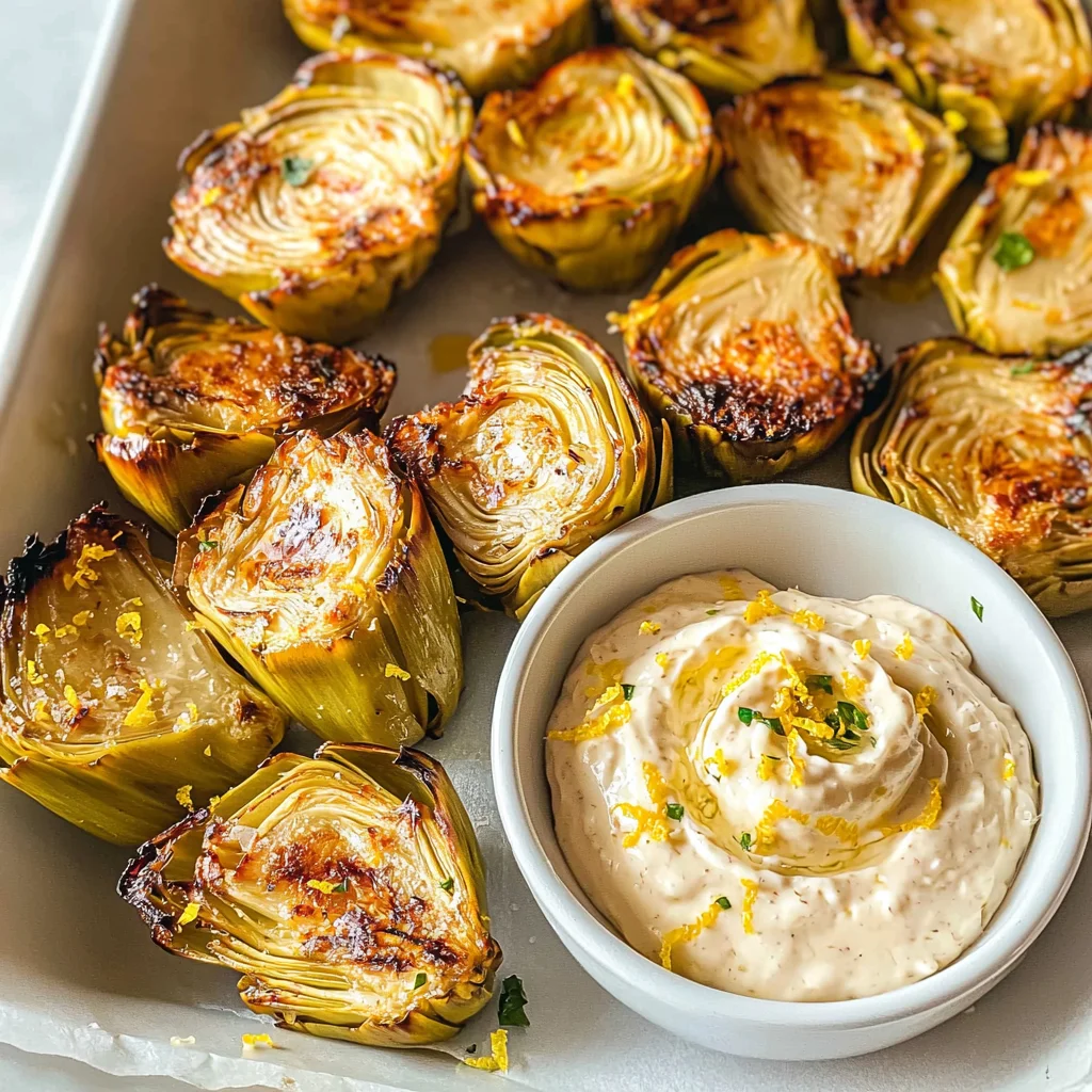 Air Fryer Artichoke Hearts with Garlic Aioli (Keto and Low Carb)