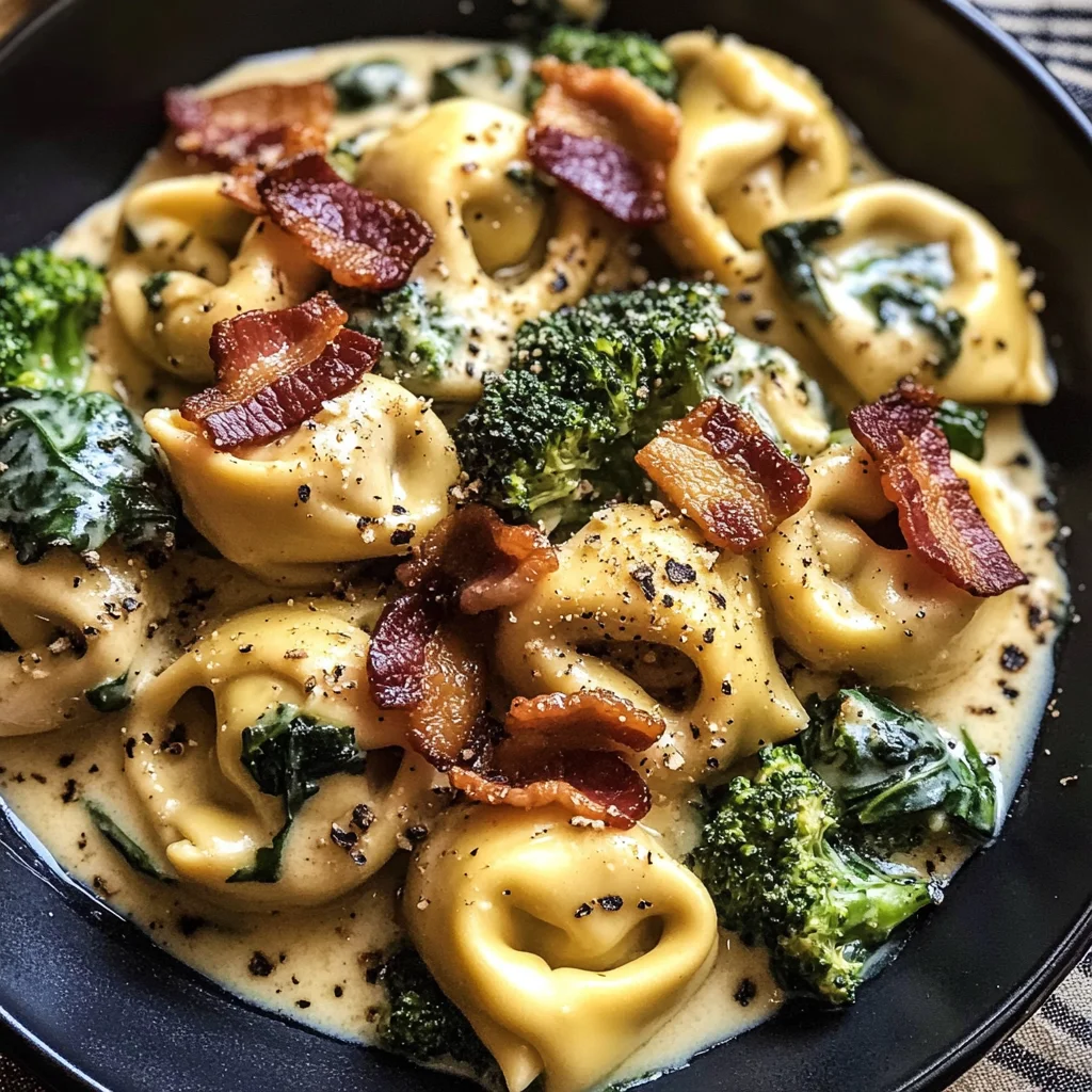 Creamy Bacon Tortellini with Charred Broccoli