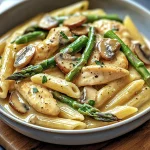 Creamy Mushroom and Asparagus Chicken Penne