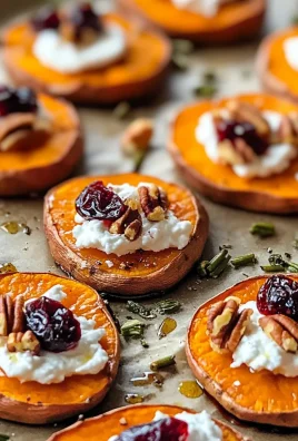 Crispy Sweet Potato Rounds with Creamy Goat Cheese and Toppings