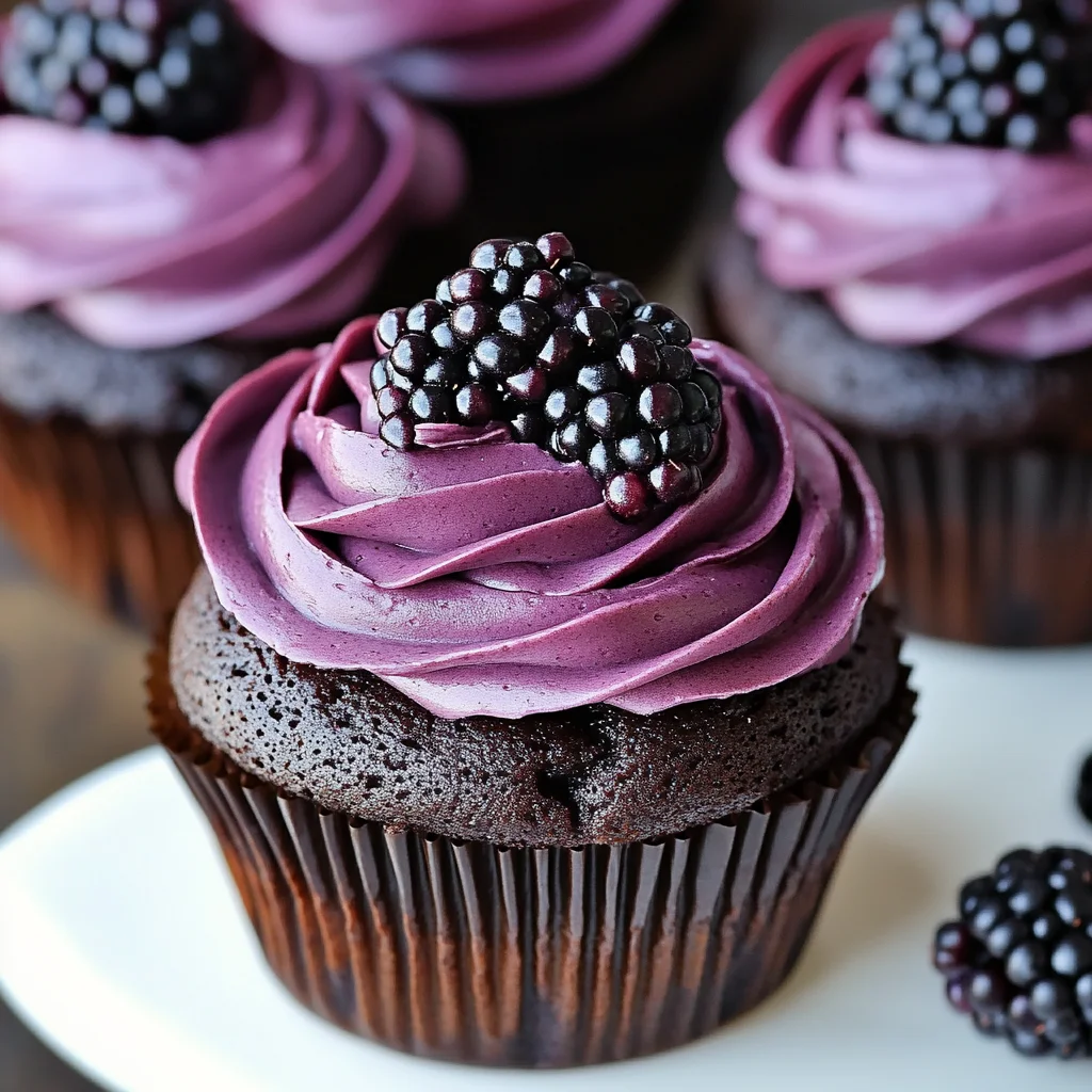 Decadent Dark Chocolate Blackberry Cupcakes