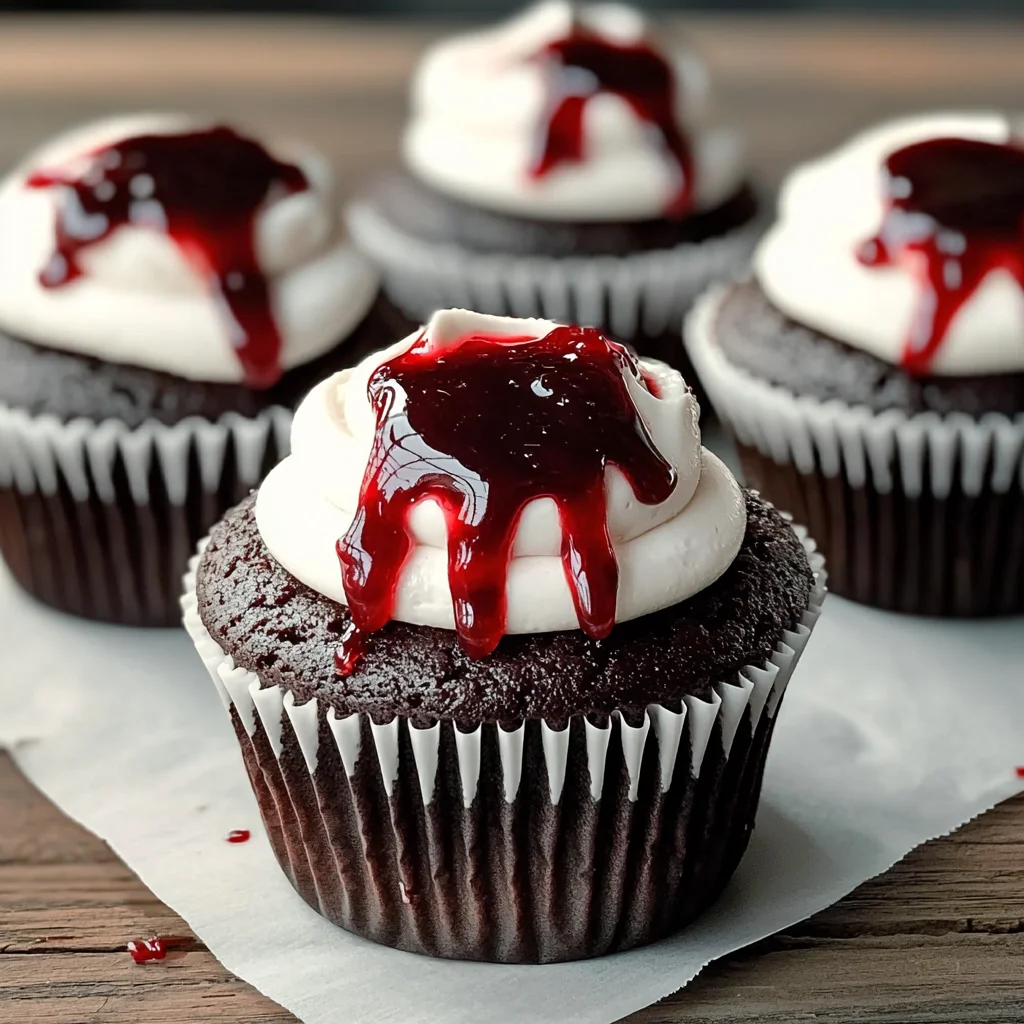 Delicious Halloween Vampire Bite Cupcakes