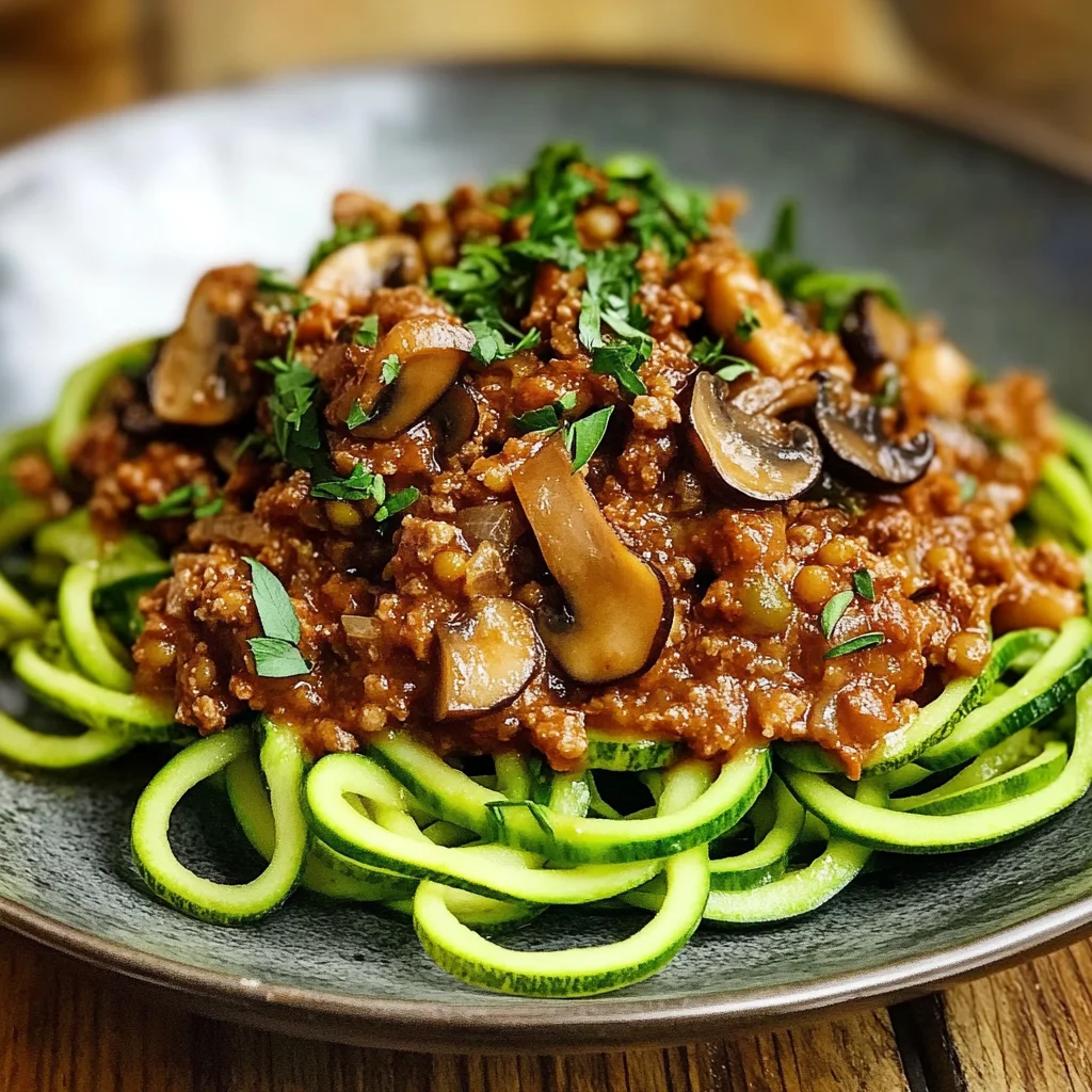 Delicious Porcini and Green Lentil Bolognese with Courgetti Recipe
