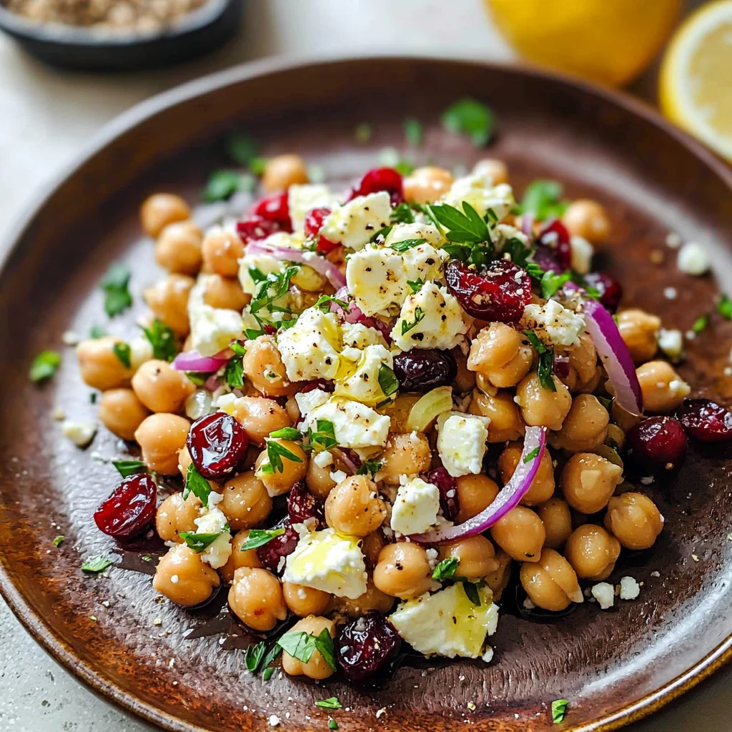 Feta & Cranberry Chickpeas with Lemon Vinaigrette