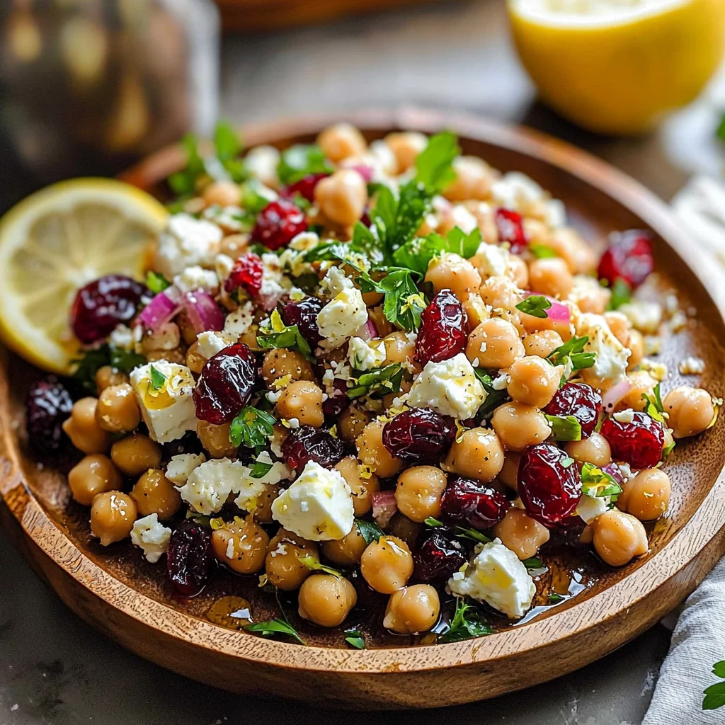 Feta & Cranberry Chickpeas with Lemon Vinaigrette – The Best 10-Minute Zesty Salad