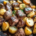 Garlic Butter Steak Bites and Potatoes