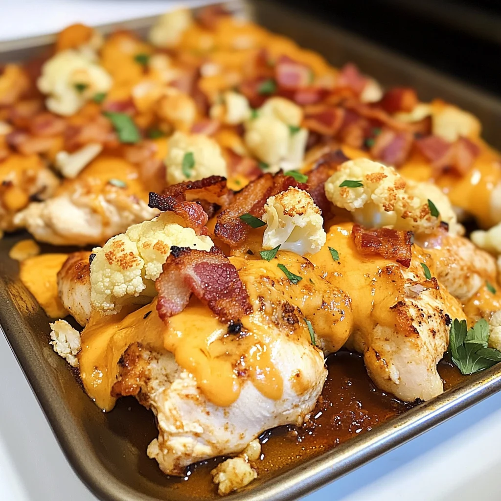 Keto BBQ Bacon Chicken Ranch Sheet Pan