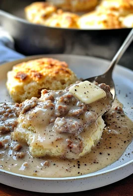 Low-Carb Sausage Gravy and Biscuits