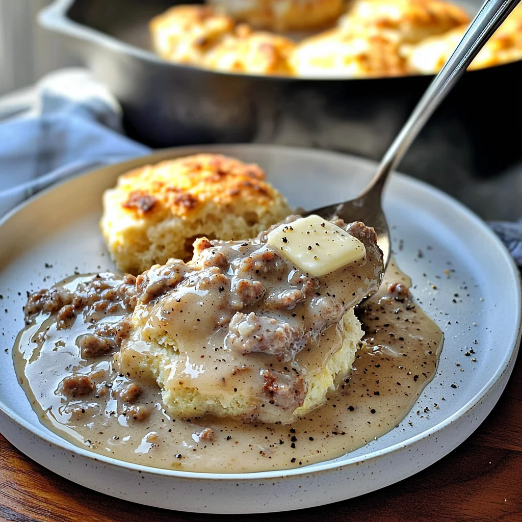 Low-Carb Sausage Gravy and Biscuits