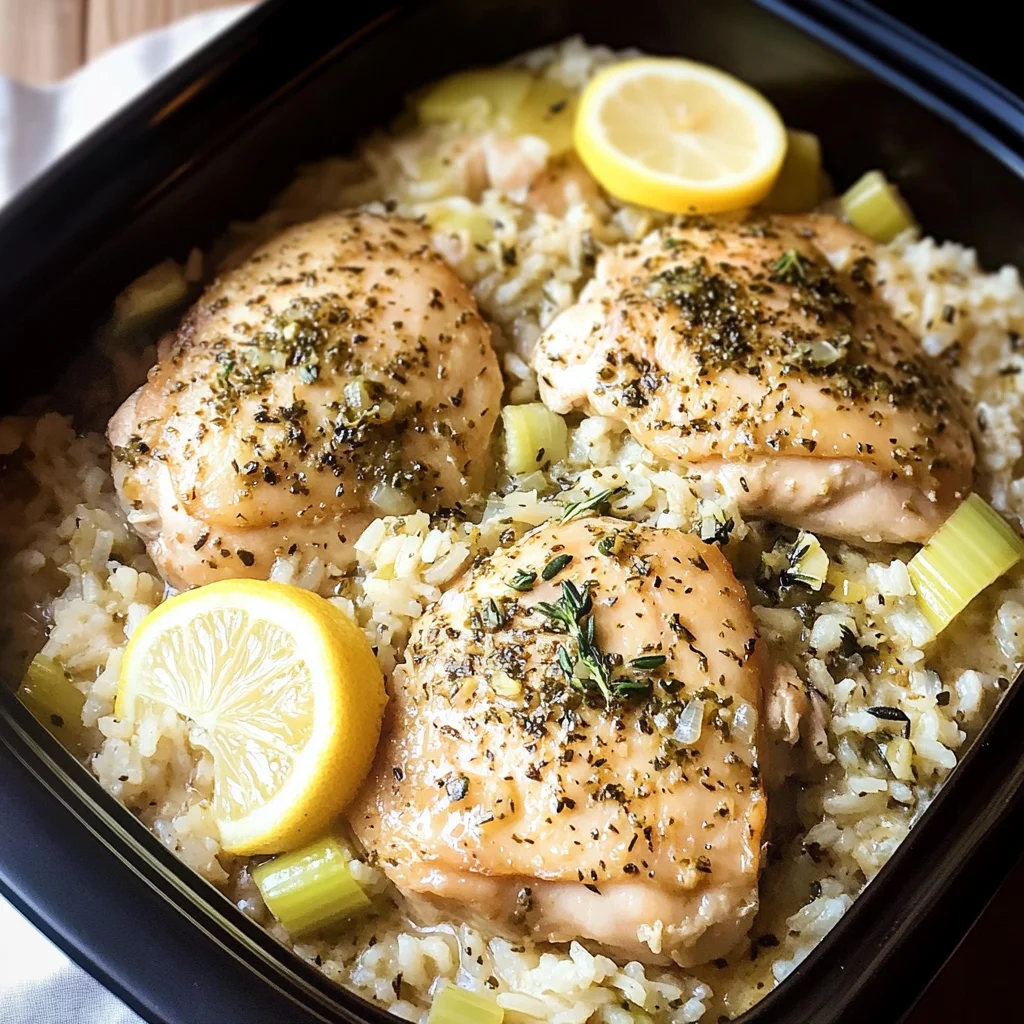 Slow Cooker Lemon Herb Chicken and Rice