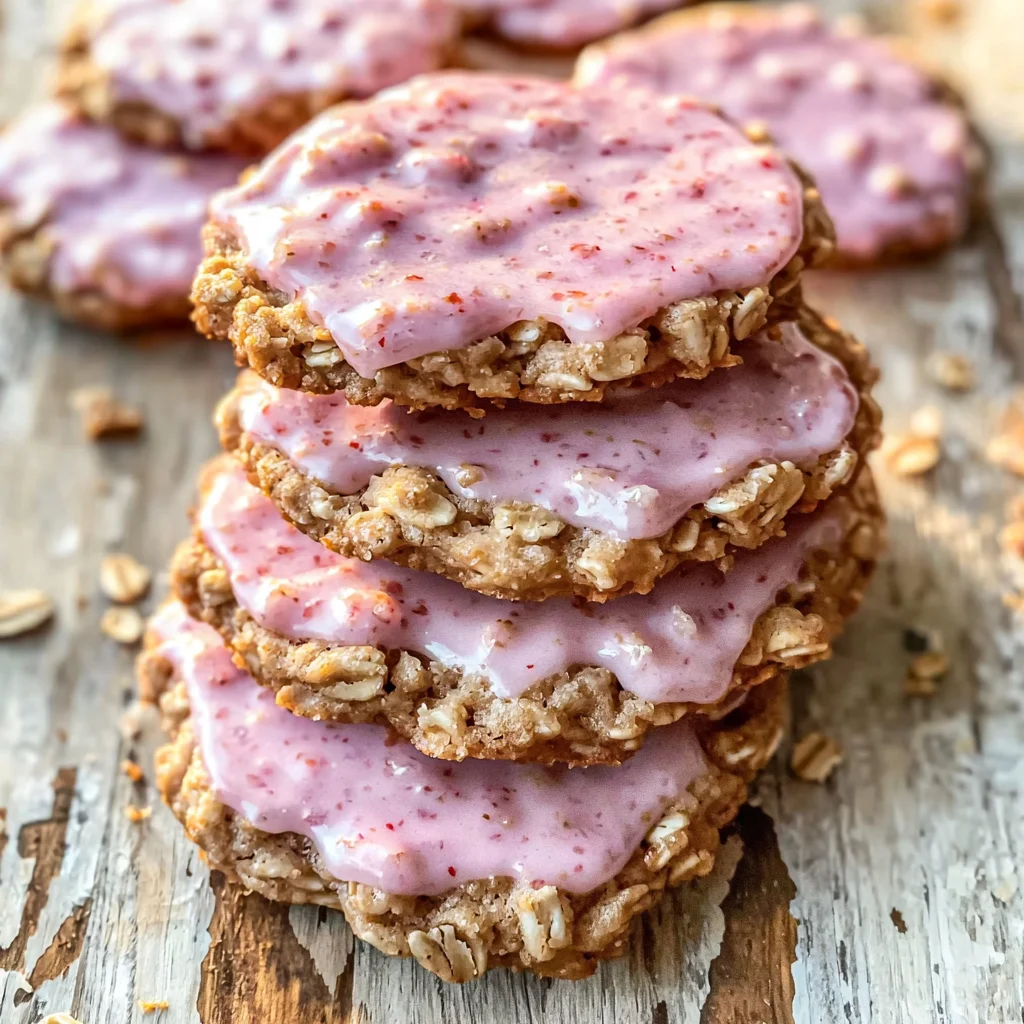 Strawberry Iced Oatmeal Cookies Recipe