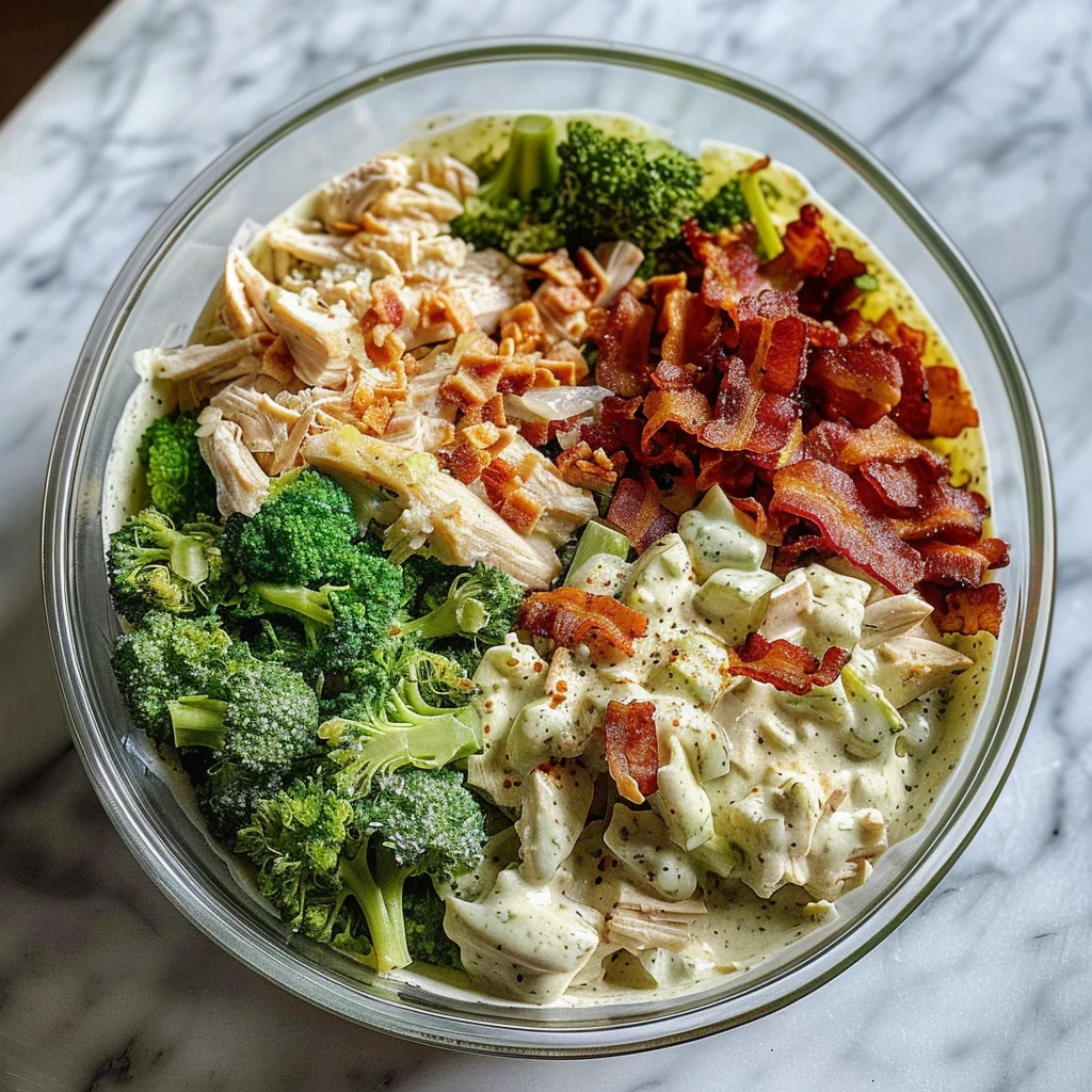Bacon Broccoli and Ranch Chicken Salad