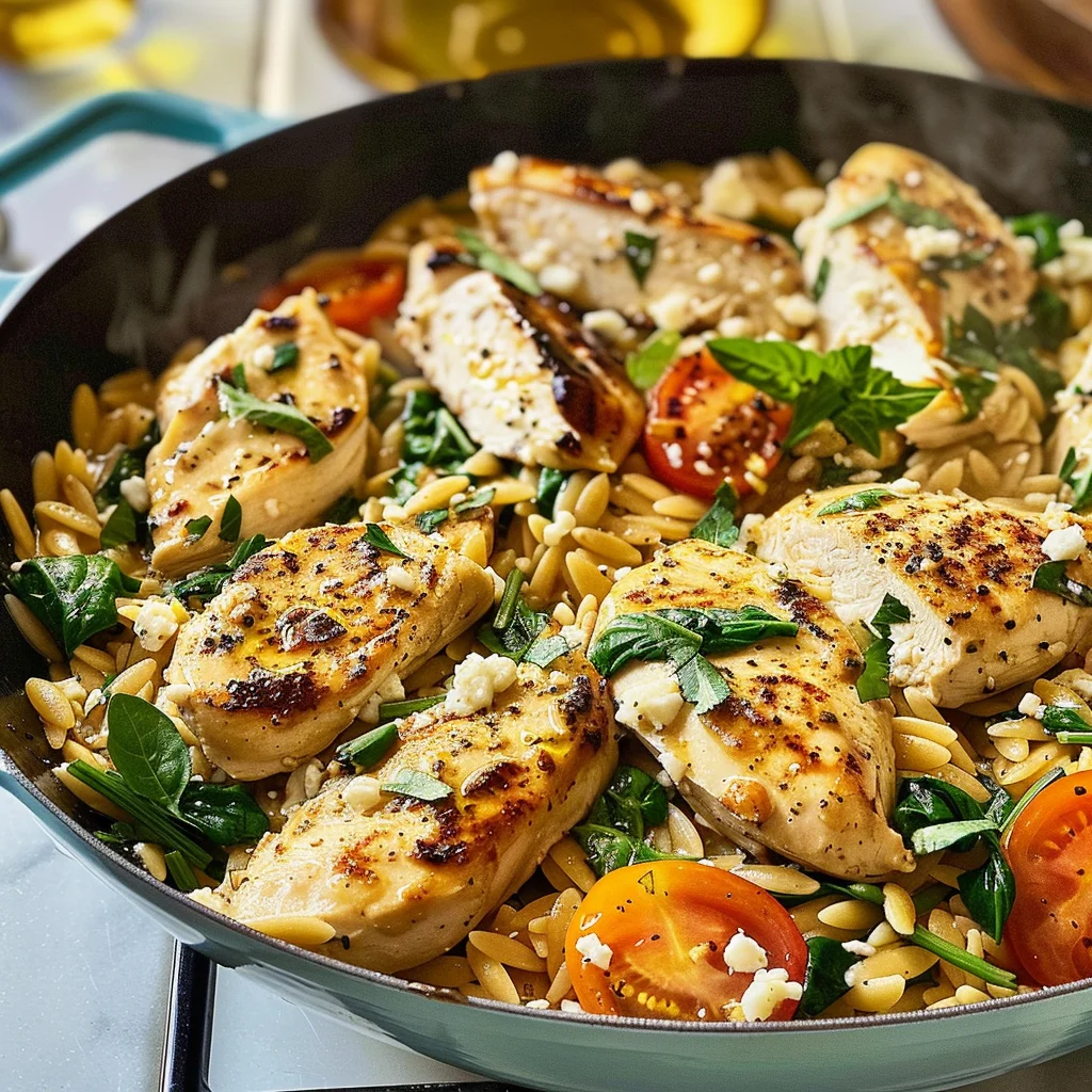 High Protein Mediterranean Chicken Orzo