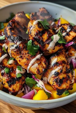 Jerk Chicken & Mango Slaw Bowls with Honey Lime Cream