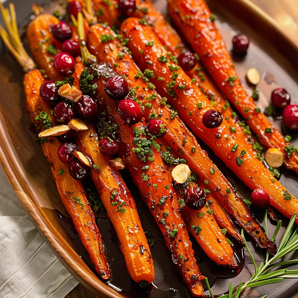 Maple roasted carrots with cranberries