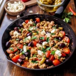 Mediterranean Keto Ground Chicken Skillet with Olives and Feta