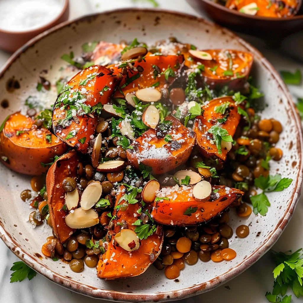 Roasted Sweet Potato Salad with Lentils