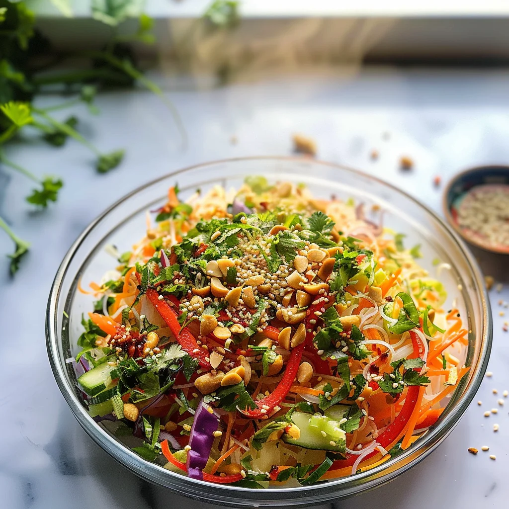 Spring Roll Salad with Spicy Ginger Dressing