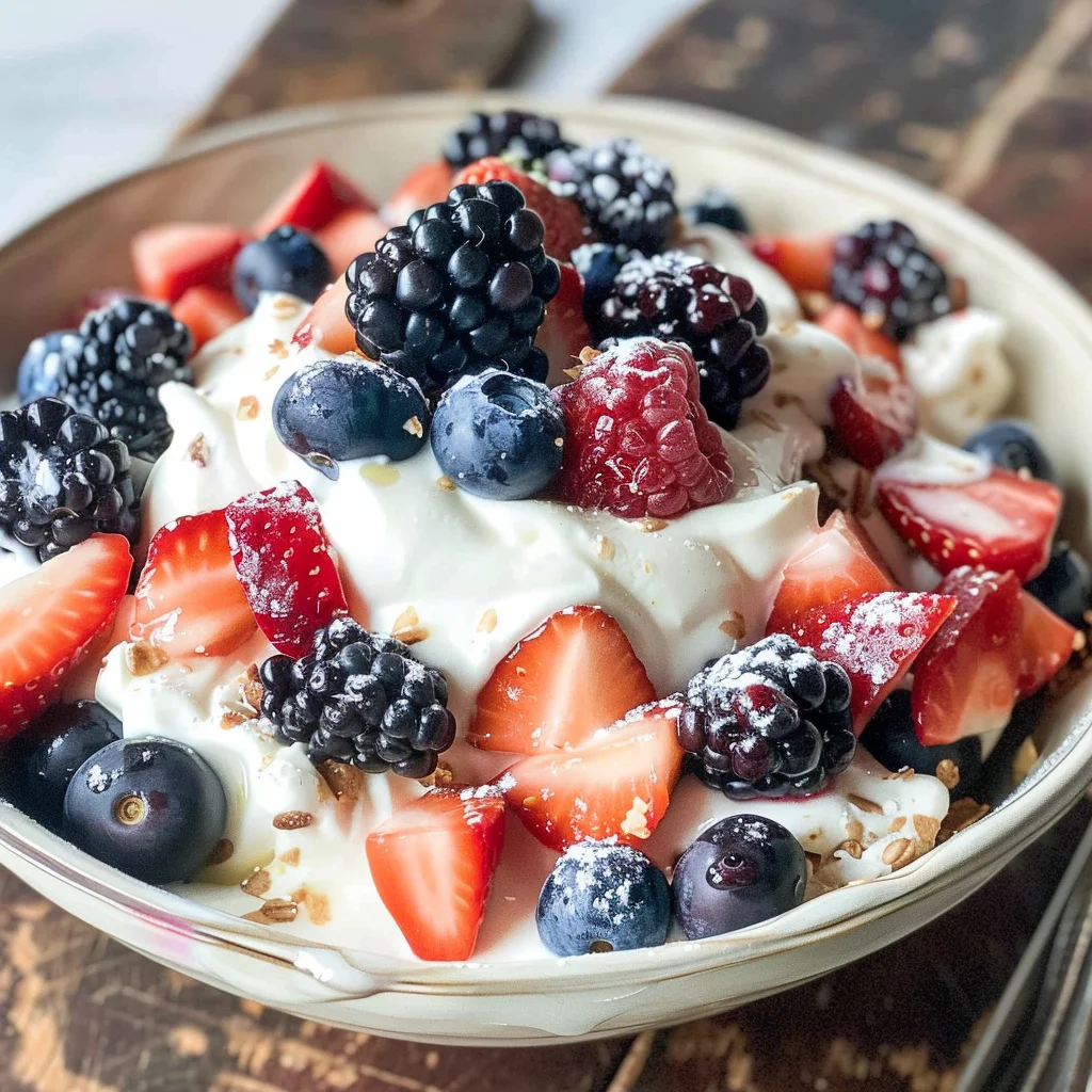 Triple Berry Cheesecake Fruit Salad