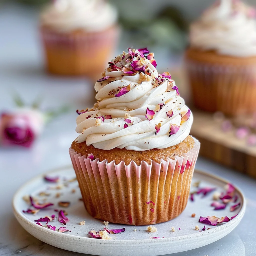 Vegan Cardamom Rose Cupcakes