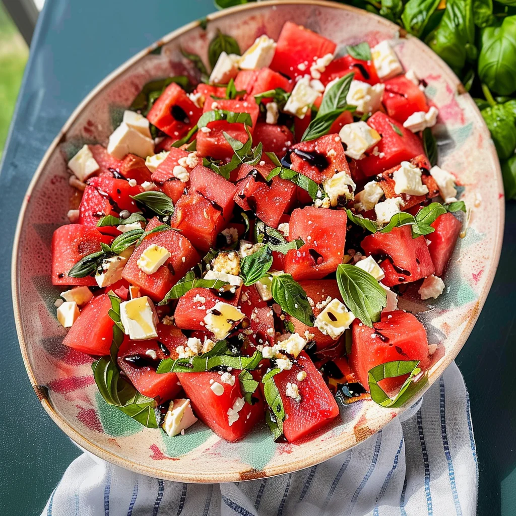 Watermelon Basil Feta Salad