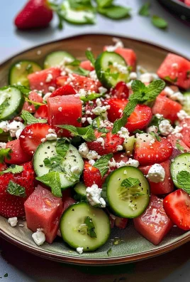 Watermelon Cucumber Salad with Strawberries and Feta